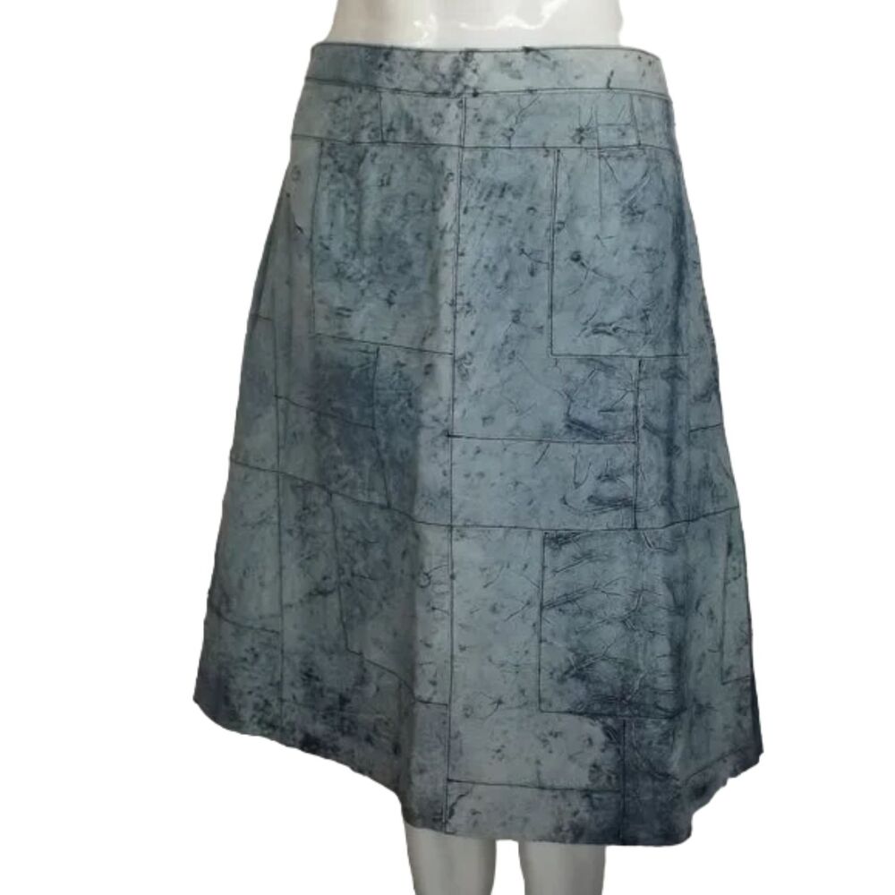 new CROSSING POINTE Patchwork Suede Skirt, 33" Waist, Light Blue, Satin lined